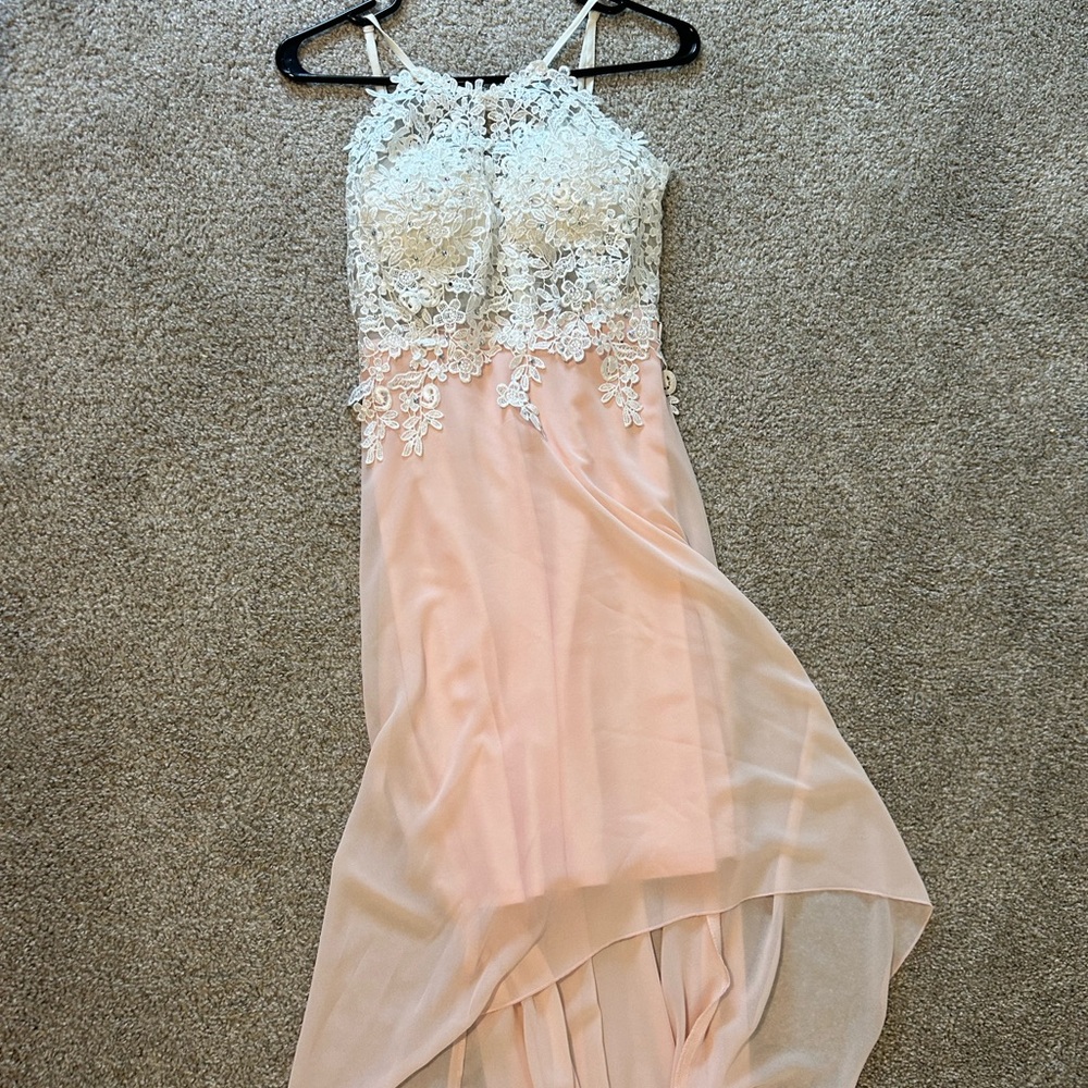 Soft Pink Lace and Chiffon Gown XXS